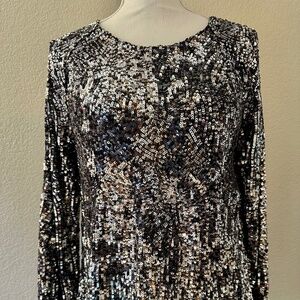 Equipment Femme Sequin Long Sleeve Top – Size M